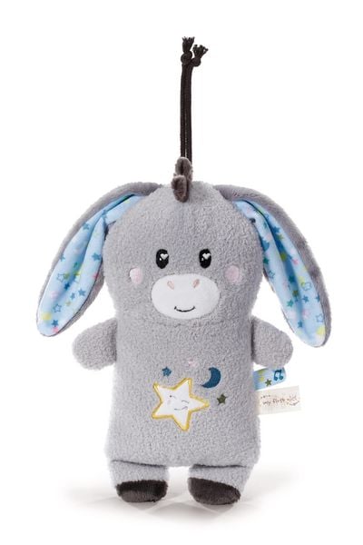 Produktbild: NICI Baby-Einschlafhilfe Littledoo Esel mit&nbsp;Licht Sound und Smart Cry Sensor grau 25cm Geschenkbox