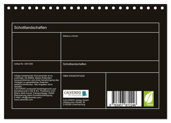 Produktbild: Schottlandschaften (Tischkalender 2026 DIN A5 quer), CALVENDO Monatskalender