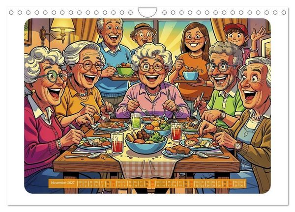 Produktbild: Charmante Rentner im Comic-Stil (Wandkalender 2027 DIN A4 quer), CALVENDO Monatskalender