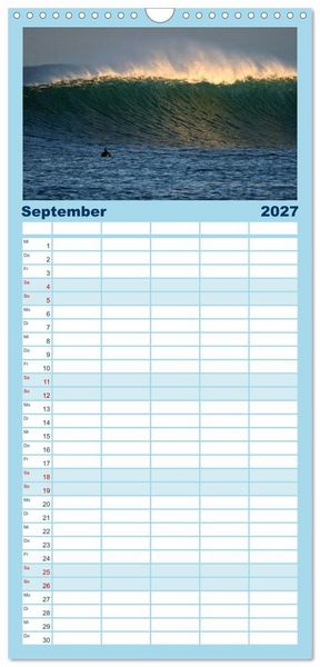 Produktbild: Familienplaner 2027 - Faszination Surfen mit 5 Spalten (Wandkalender, 21 x 45 cm) CALVENDO