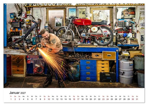 Produktbild: Echte M&auml;nner, coole Mopeds (hochwertiger Premium Wandkalender 2027 DIN A2 quer), Kunstdruck in Hochglanz