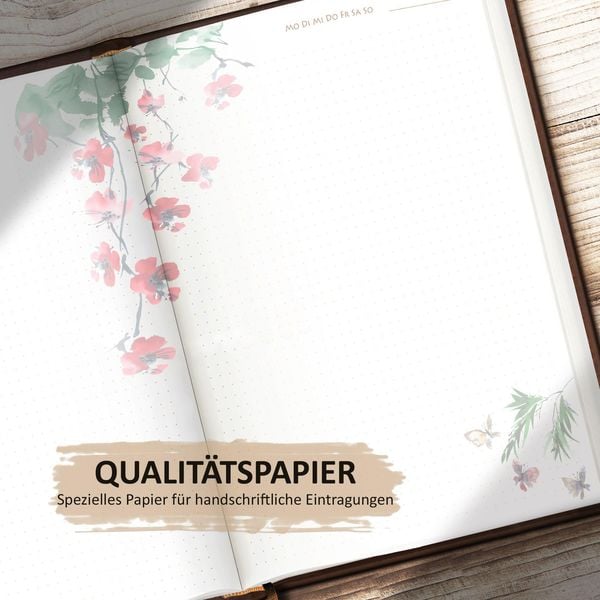 Tagebuch illustriert mit Aquarellmalerei und schönen Sprüchen zum Nachdenken