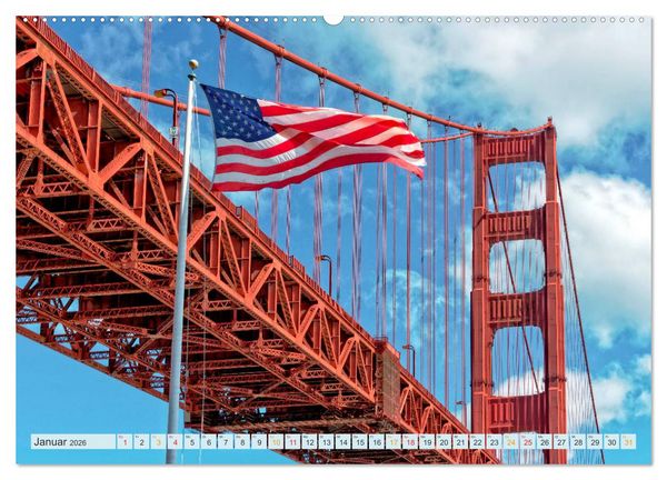 Produktbild: Golden Gate Bridge - Synonym f&uuml;r San Francisco (hochwertiger Premium Wandkalender 2026 DIN A2 quer), Kunstdruck in Hochglanz
