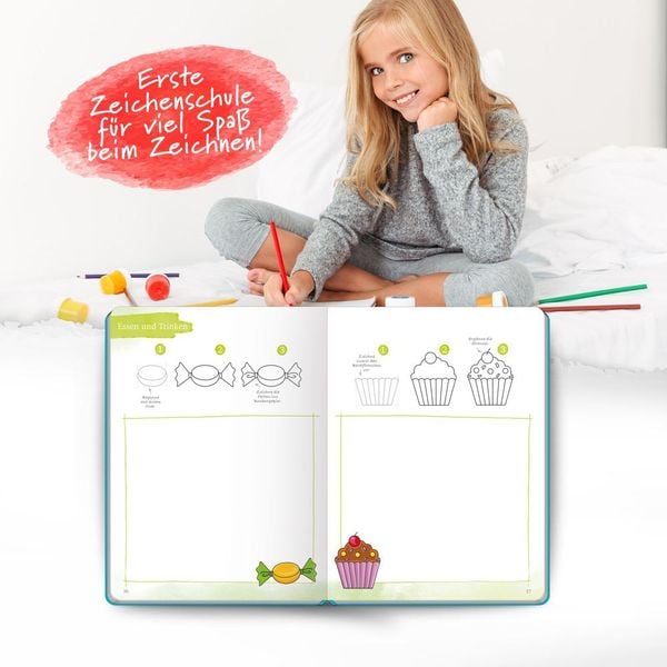 Produktbild: Tr&ouml;tsch Erste Zeichenschule 100 Motive Zeichnen in 4 Schritten Malbuch