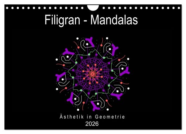 Filigran - Mandalas (Wandkalender 2026 DIN A4 quer), CALVENDO Monatskalender