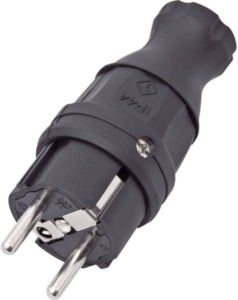 InterBär 9003-004.01 Schutzkontaktstecker Gummi 230V Schwarz IP44