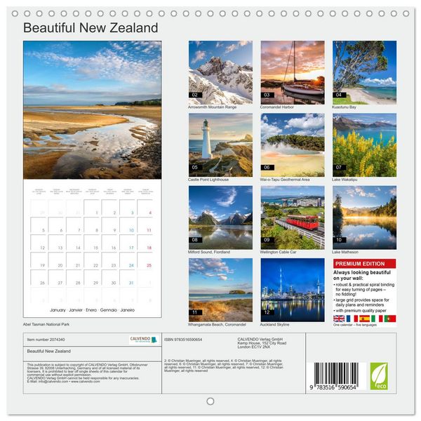 Produktbild: Beautiful New Zealand (Wall Calendar 2026 12 &times; 12 Inch) CALVENDO 12 Month Wall Calendar