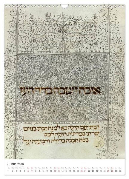 Produktbild: Hebrew Illuminations and Manuscripts (Wall Calendar 2026 DIN A3 portrait), CALVENDO 12 Month Wall Calendar