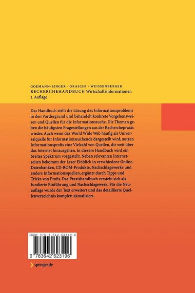 Produktbild: Recherchehandbuch Wirtschaftsinformationen