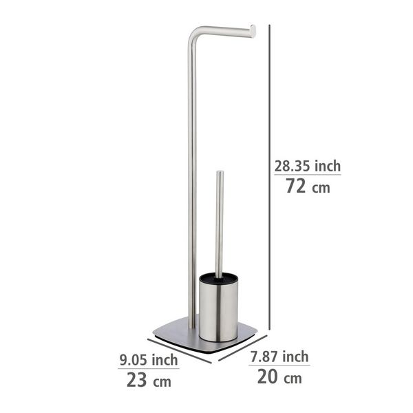 Produktbild: Stand WC-Garnitur Mod. Iria, Edelstahl matt, mit WC-Papierrollenhalter und WC-B&uuml;rste