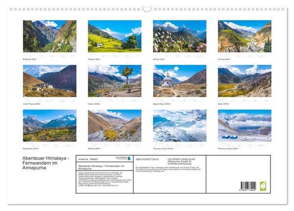 Produktbild: Abenteuer Himalaya - Fernwandern im Annapurna (Wandkalender 2026 DIN A2 quer), CALVENDO Monatskalender