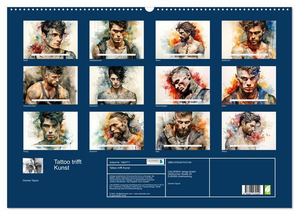 Produktbild: Tattoo trifft Kunst (Wandkalender 2026 DIN A2 quer), CALVENDO Monatskalender