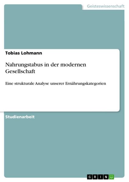Produktbild: Nahrungstabus in der modernen Gesellschaft