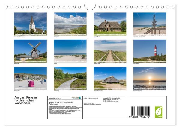 Produktbild: Amrum - Perle im nordfriesischen Wattenmeer (Wandkalender 2026 DIN A4 quer), CALVENDO Monatskalender