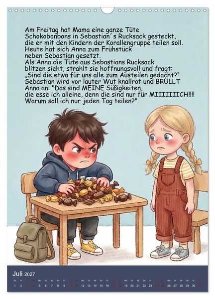 Produktbild: Sebastian - der nicht teilen wollte (Wandkalender 2027 DIN A3 hoch), CALVENDO Monatskalender