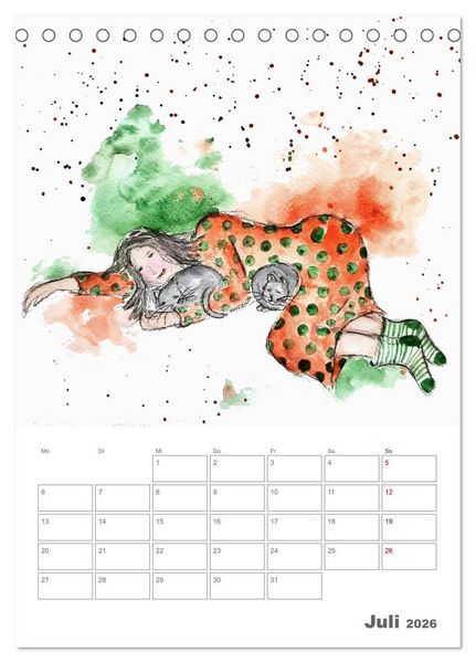 Produktbild: Meine zwei Samtpf&ouml;tchen und Ich - Bezaubernde Aquarelle einer gro&szlig;e Liebe (Tischkalender 2026 DIN A5 hoch), CALVENDO Monatskalender