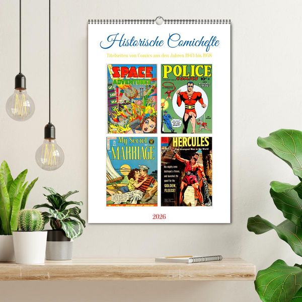 Produktbild: Historische Comichefte (Wandkalender 2026 DIN A2 hoch), CALVENDO Monatskalender