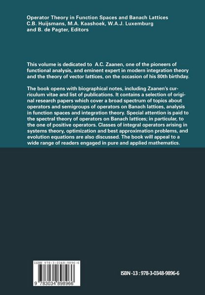 Produktbild: Operator Theory in Function Spaces and Banach Lattices