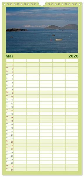 Produktbild: Familienplaner 2026 - Irlands vielf&auml;ltige Landschaften mit 5 Spalten (Wandkalender, 21 x 45 cm) CALVENDO
