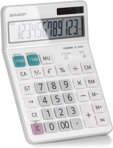 Produktbild: Sharp Tischrechner EL-340 W mit beweglichem Display, 12 Stellen, Solar/Batterie
