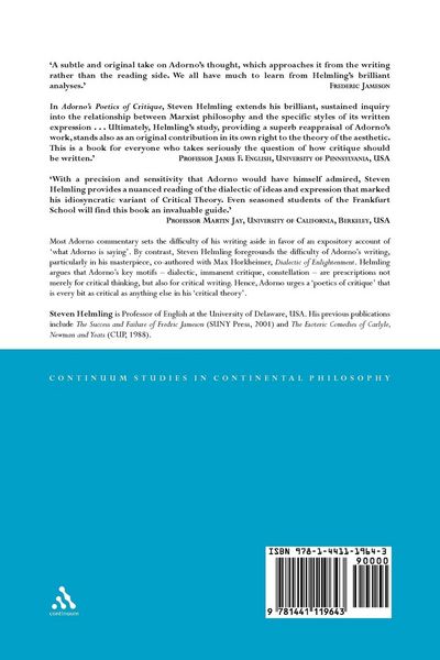 Produktbild: Adorno's Poetics of Critique