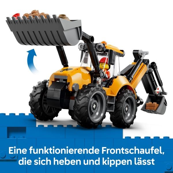 Produktbild: LEGO City 60480 Gelber Baggerlader, Baufahrzeug mit wirklichkeitsgetreuen Funktionen