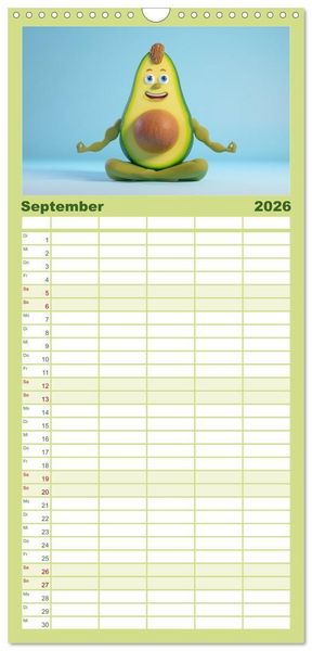 Produktbild: Familienplaner 2026 - Vegane Power - Kalender f&uuml;r Veganer, Vegetarier und alle Pflanzenfans mit 5 Spalten (Wandkalender, 21 x 45 cm) CALVENDO