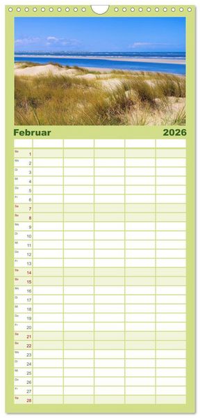 Produktbild: Familienplaner 2026 - Langeoog - Sch&ouml;nste Insel Ostfrieslands mit 5 Spalten (Wandkalender, 21 x 45 cm) CALVENDO