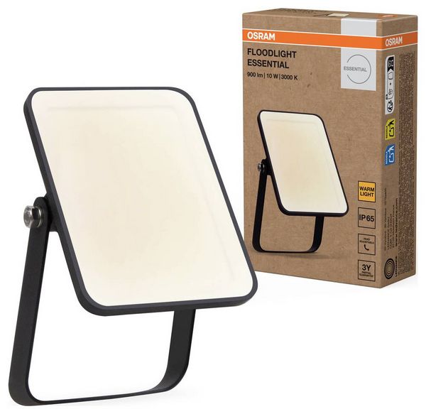 Produktbild: OSRAM HOMELIGHTING Floodlight Essential 10W 3000K 4099854429590 LED-Au&szlig;enstrahler Leuchtfarben: Warmwei&szlig;
