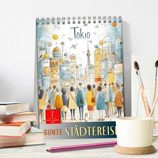 Produktbild: Bunte Weltreise (Tischkalender 2026 DIN A5 hoch), CALVENDO Monatskalender