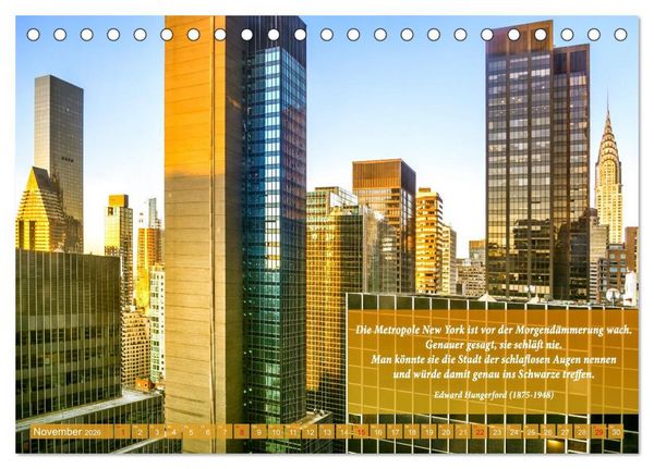 Produktbild: New York Ansichten - Literaturkalender (Tischkalender 2026 DIN A5 quer), CALVENDO Monatskalender