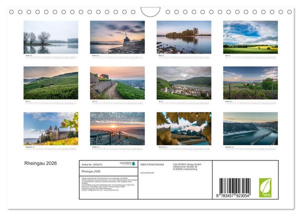 Produktbild: Rheingau 2026 (Wandkalender 2026 DIN A4 quer), CALVENDO Monatskalender