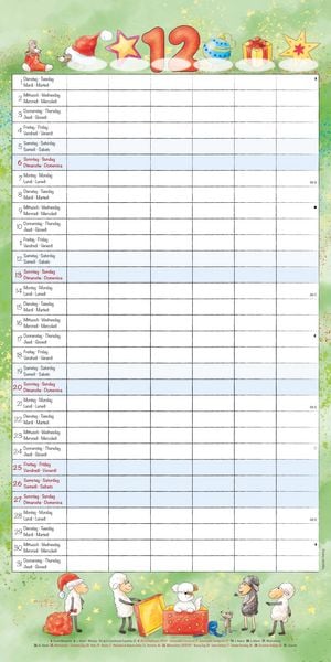 Produktbild: Familienplaner Cartoon 2026 - Broschürenkalender 30x30 cm (30x60 geöffnet) - Kalender mit Platz für Notizen - 6 Spalten - Bildkalender - Wandkalender