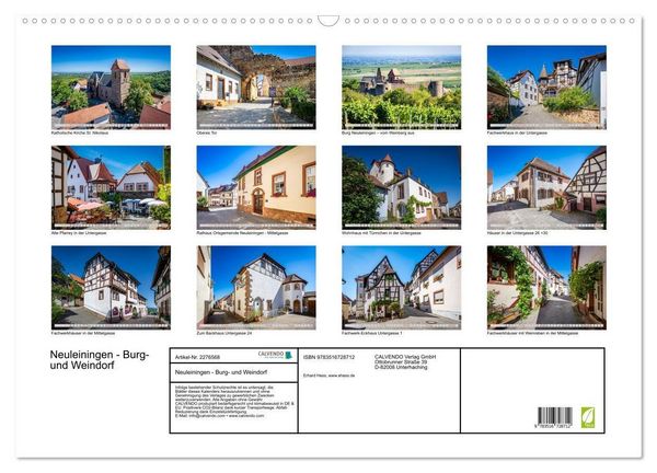 Produktbild: Neuleiningen - Burg- und Weindorf (Wandkalender 2026 DIN A2 quer), CALVENDO Monatskalender
