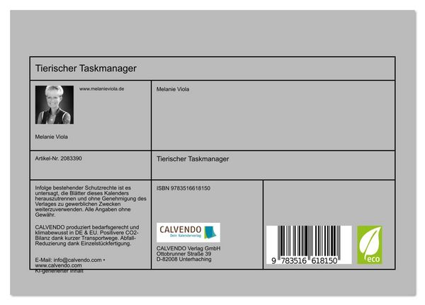 Produktbild: Tierischer Taskmanager (Tischkalender 2026 DIN A5 quer), CALVENDO Monatskalender