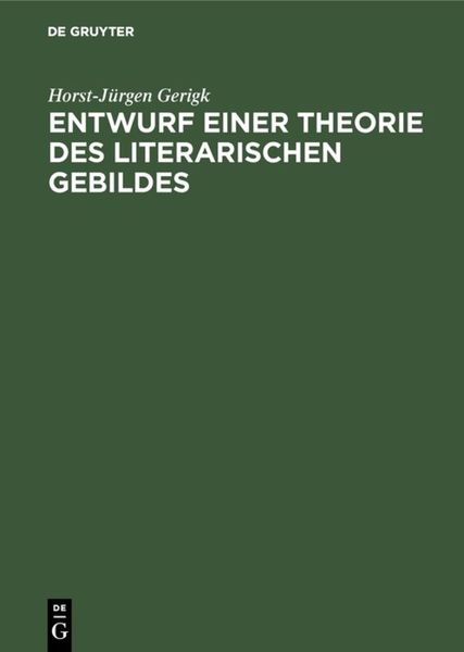 Produktbild: Entwurf einer Theorie des literarischen Gebildes