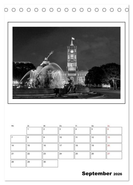 Produktbild: Berlin black & white (Tischkalender 2026 DIN A5 hoch), CALVENDO Monatskalender