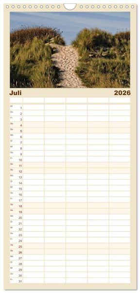 Produktbild: Familienplaner 2026 - Helgoland und die D&uuml;ne mit 5 Spalten (Wandkalender, 21 x 45 cm) CALVENDO