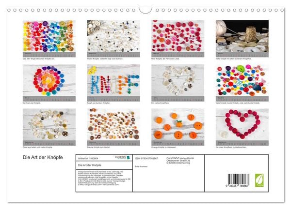Produktbild: Die Art der Kn&ouml;pfe (Wandkalender 2026 DIN A3 quer), CALVENDO Monatskalender