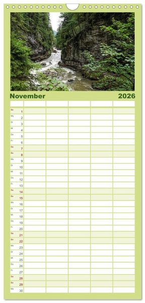 Produktbild: Familienplaner 2026 - Allg&auml;u - Natur pur mit 5 Spalten (Wandkalender, 21 x 45 cm) CALVENDO