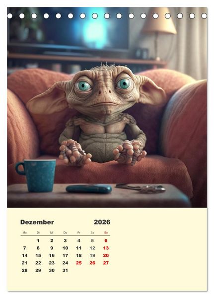 Produktbild: Kleine Gangster. Lustige Monster im Alltag (Tischkalender 2026 DIN A5 hoch), CALVENDO Monatskalender
