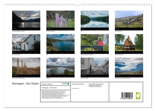 Produktbild: Norwegen - Der S&uuml;den (hochwertiger Premium Wandkalender 2026 DIN A2 quer), Kunstdruck in Hochglanz