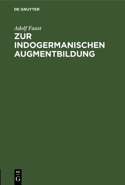 Produktbild: Zur indogermanischen Augmentbildung