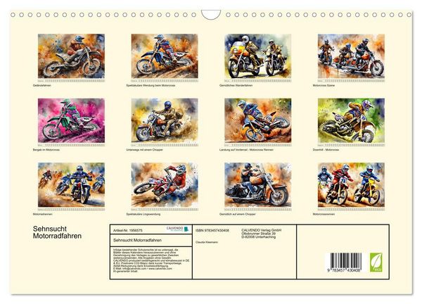 Produktbild: Sehnsucht Motorradfahren (Wandkalender 2026 DIN A3 quer), CALVENDO Monatskalender