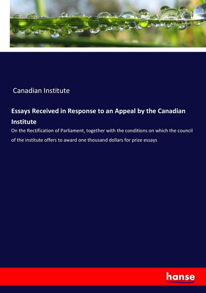 Produktbild: Essays Received in Response to an Appeal by the Canadian Institute