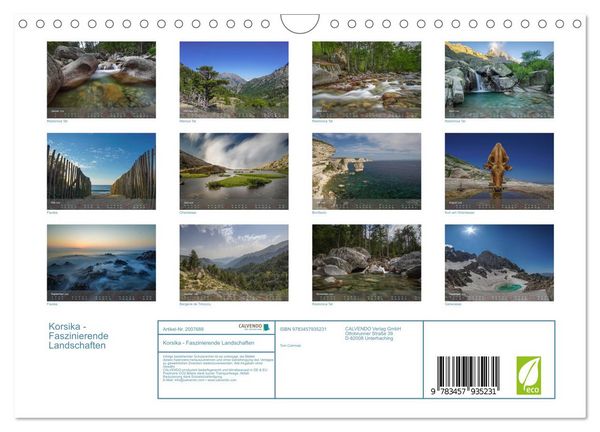 Produktbild: Korsika - Faszinierende Landschaften (Wandkalender 2026 DIN A4 quer), CALVENDO Monatskalender