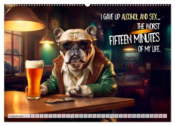 Produktbild: Crazy dogs COOL SAYINGS (Wall Calendar 2026 DIN A2 landscape), CALVENDO 12 Month Wall Calendar