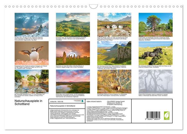 Produktbild: Naturschauspiele in Schottland (Wandkalender 2026 DIN A3 quer), CALVENDO Monatskalender