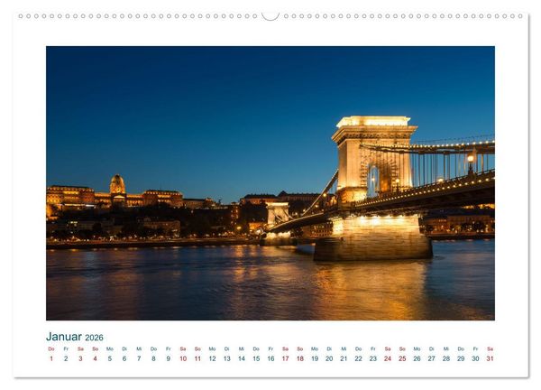Produktbild: Budapest: zwischen Parlamentsgeb&auml;ude und Burgpalast (hochwertiger Premium Wandkalender 2026 DIN A2 quer), Kunstdruck in Hochglanz