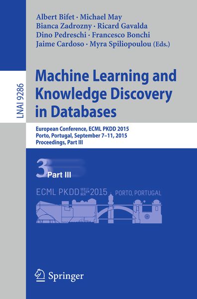 Produktbild: Machine Learning and Knowledge Discovery in Databases